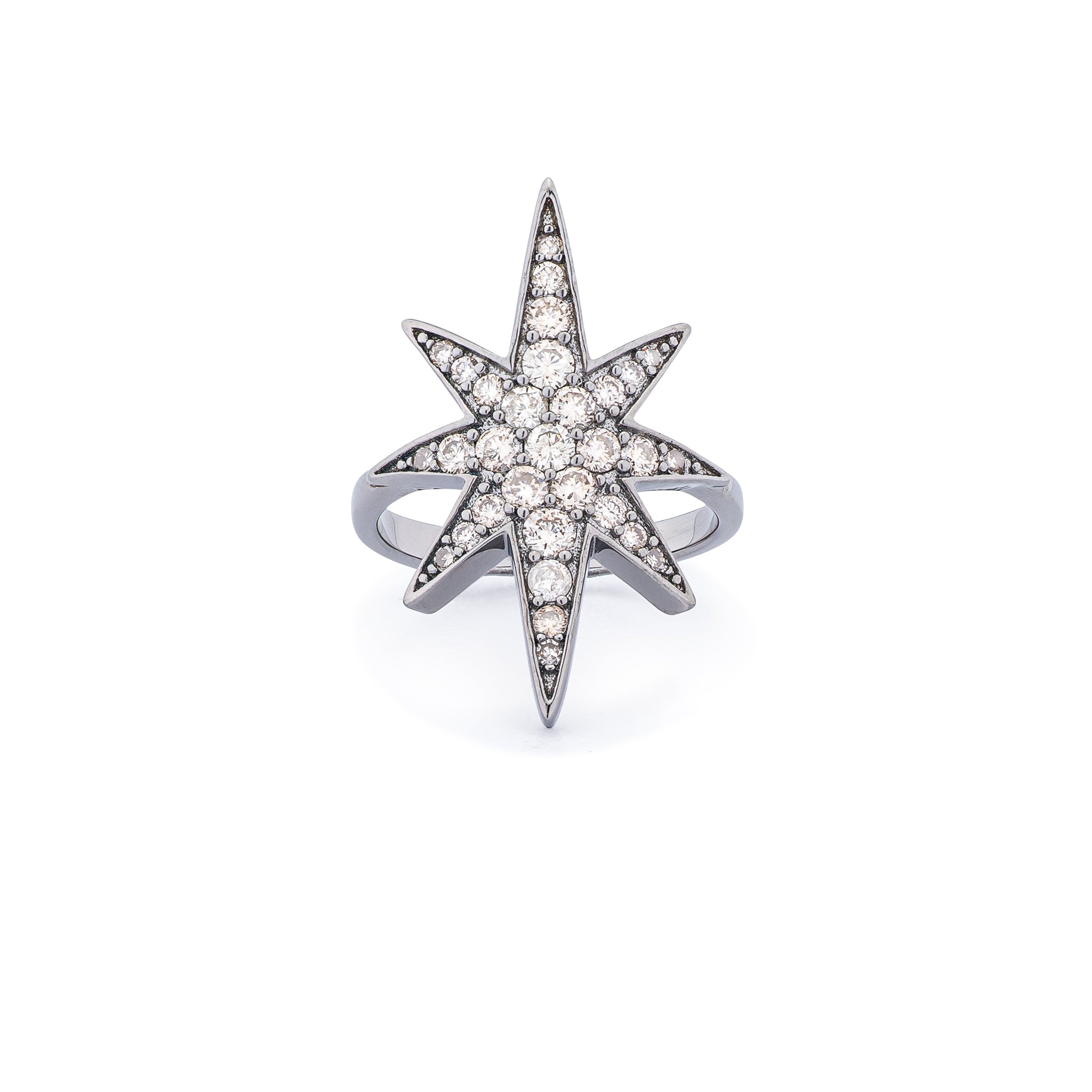 Sterling and Diamond Sunburst Ring