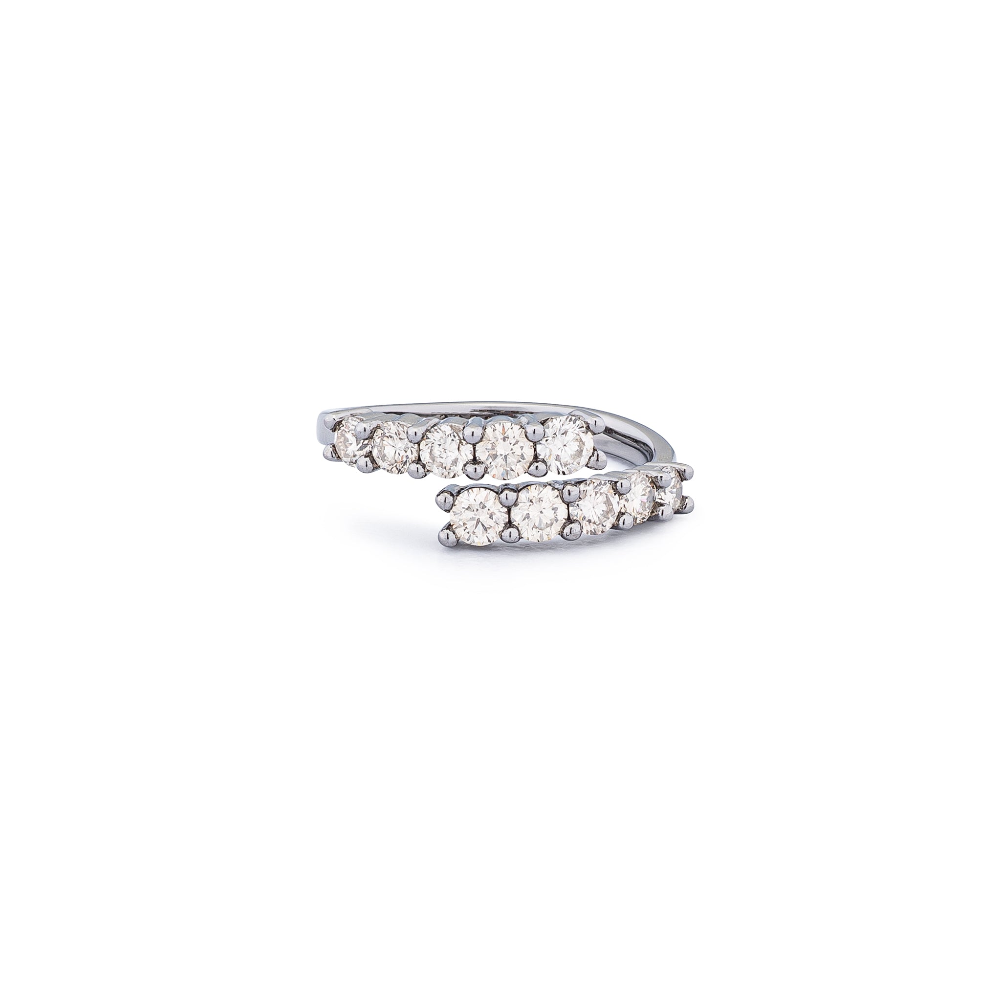 Sterling and Diamond Bypass Ring