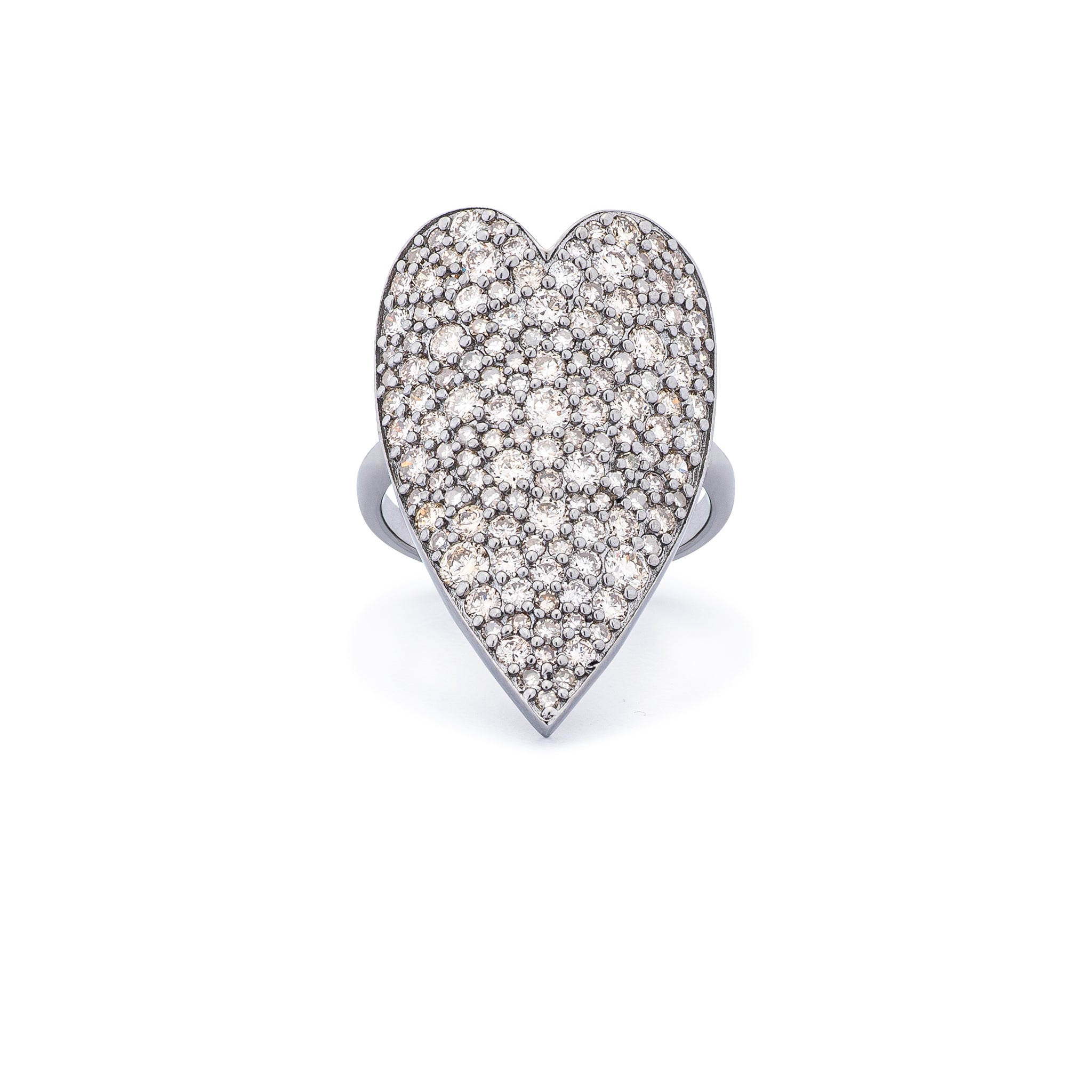 Sterling and Diamond Elongated Heart Ring