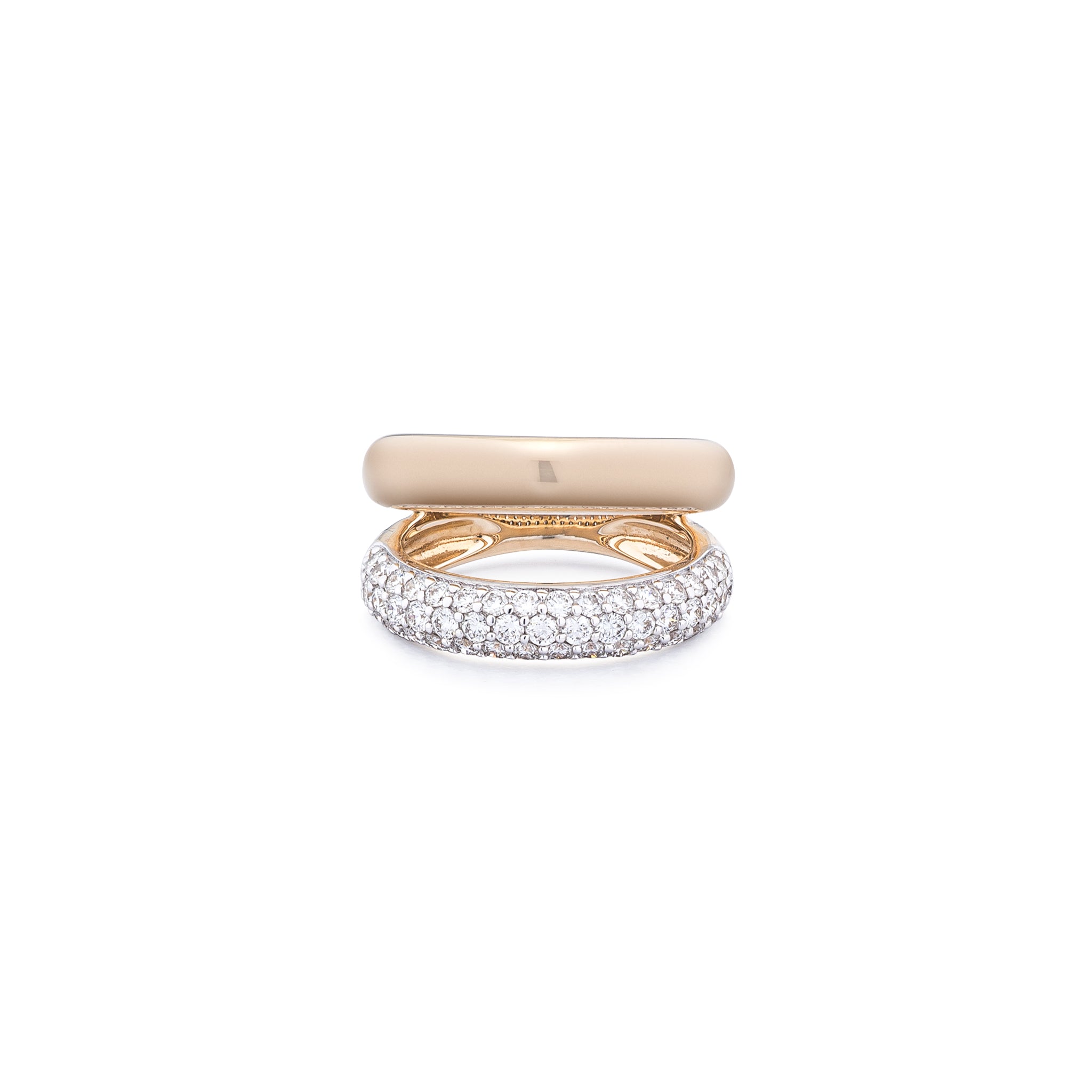 14 Karat Gold Diamond Double Band Pinky Ring