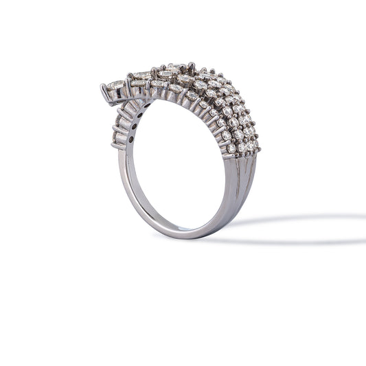 Sterling and Diamond Fan Ring