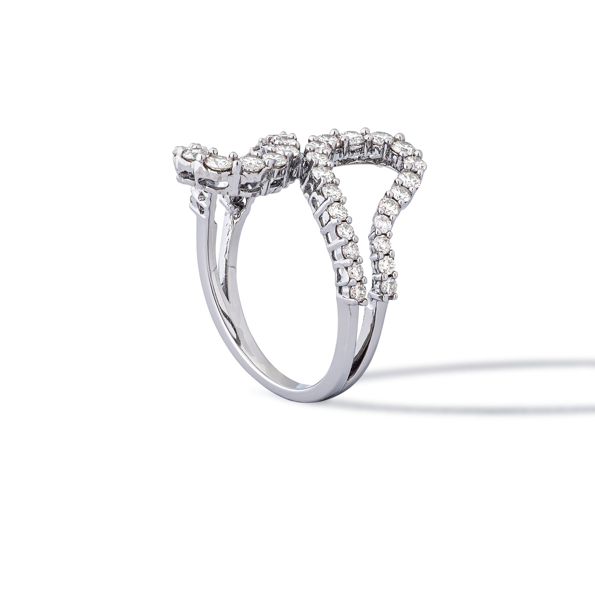 Sterling and Diamond Pear Wave Ring