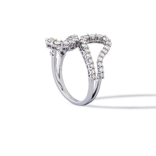 Sterling and Diamond Pear Wave Ring