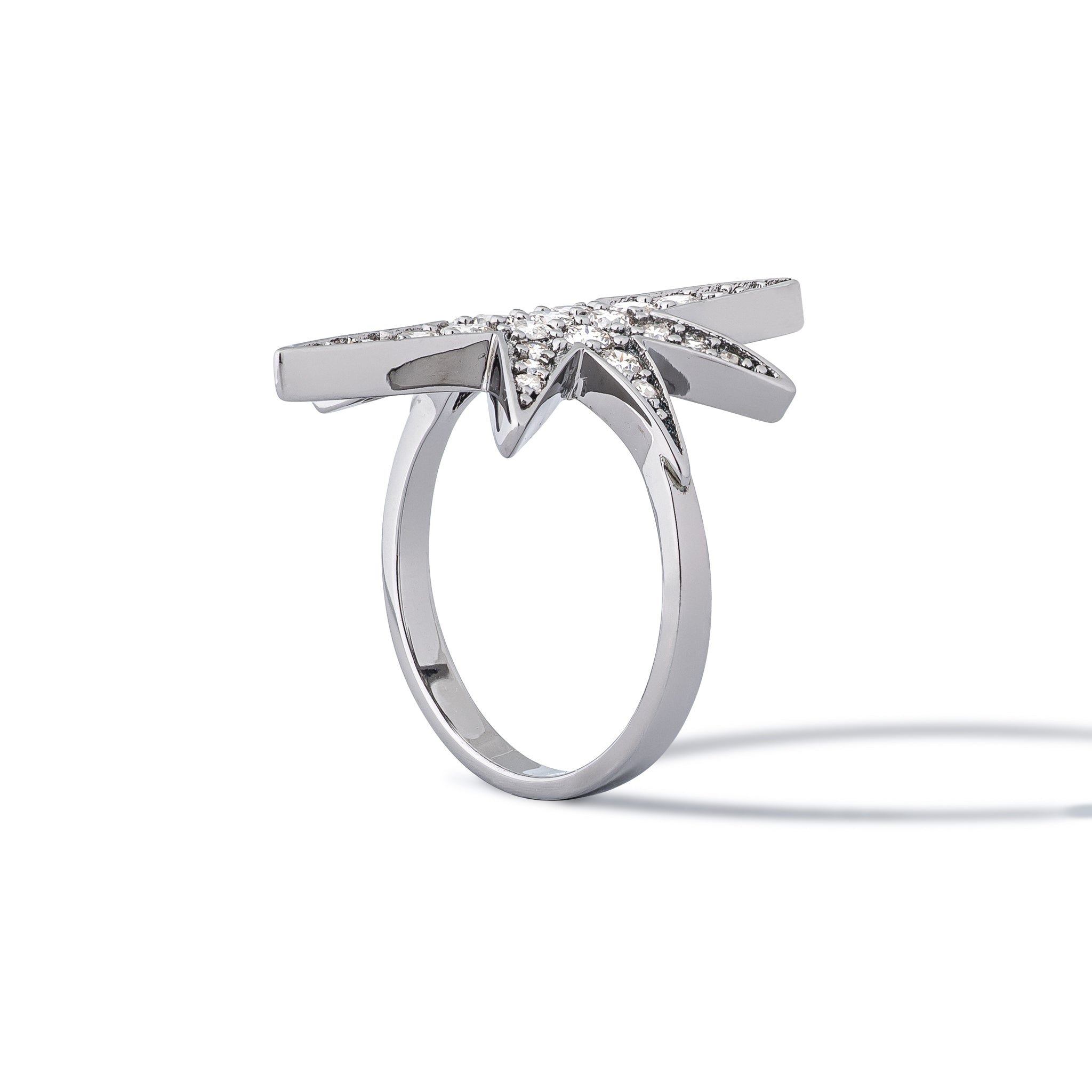 Sterling and Diamond Sunburst Ring