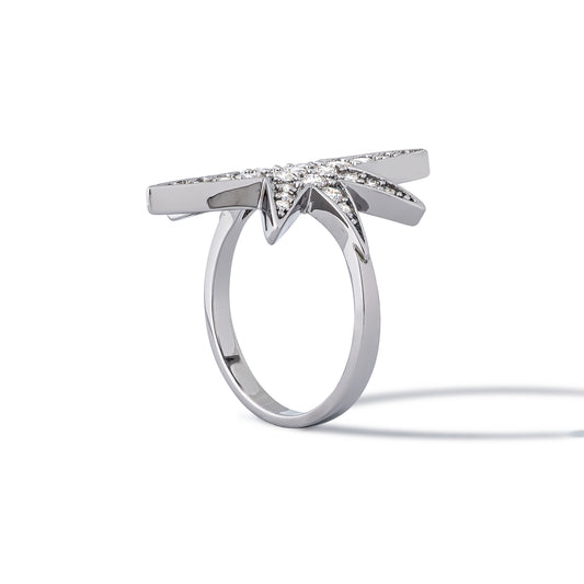 Sterling and Diamond Sunburst Ring