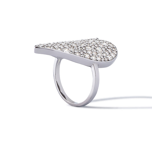 Sterling and Diamond Elongated Heart Ring