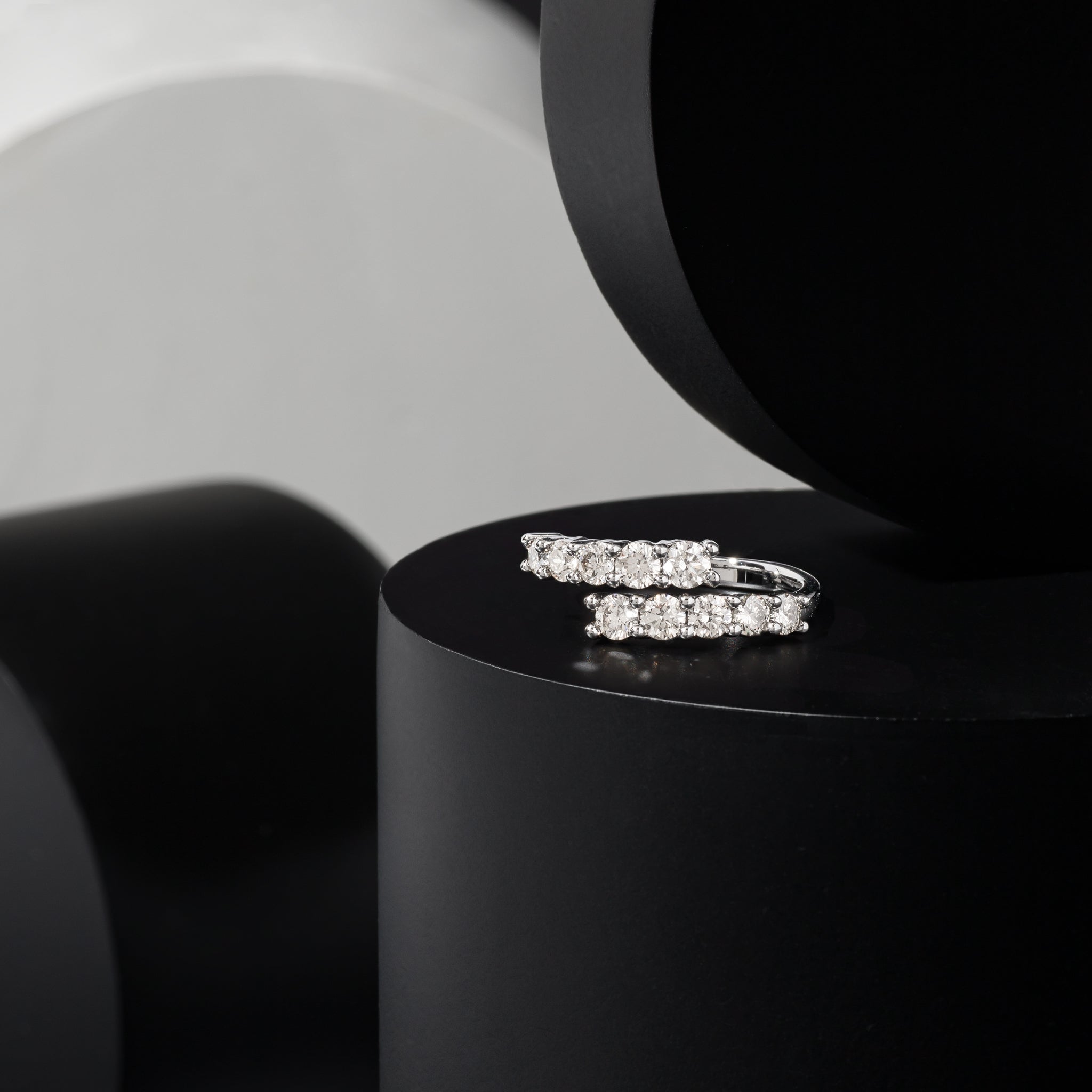 Sterling and Diamond Bypass Ring