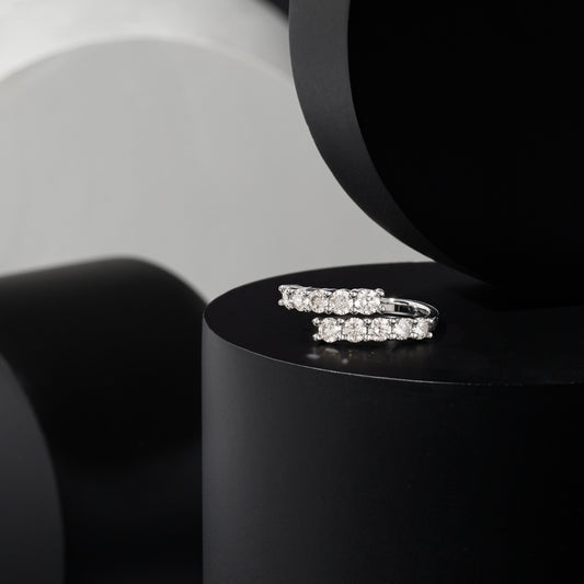 Sterling and Diamond Bypass Ring
