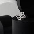 Load image into Gallery viewer, Sterling and Diamond Pear Wave Ring
