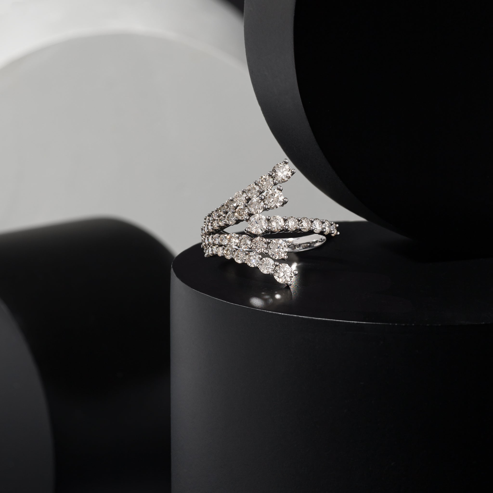 Sterling and Diamond Fan Ring