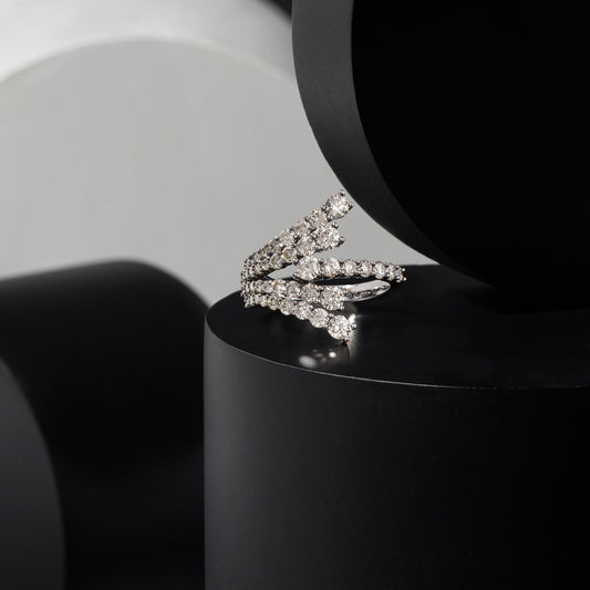 Sterling and Diamond Fan Ring