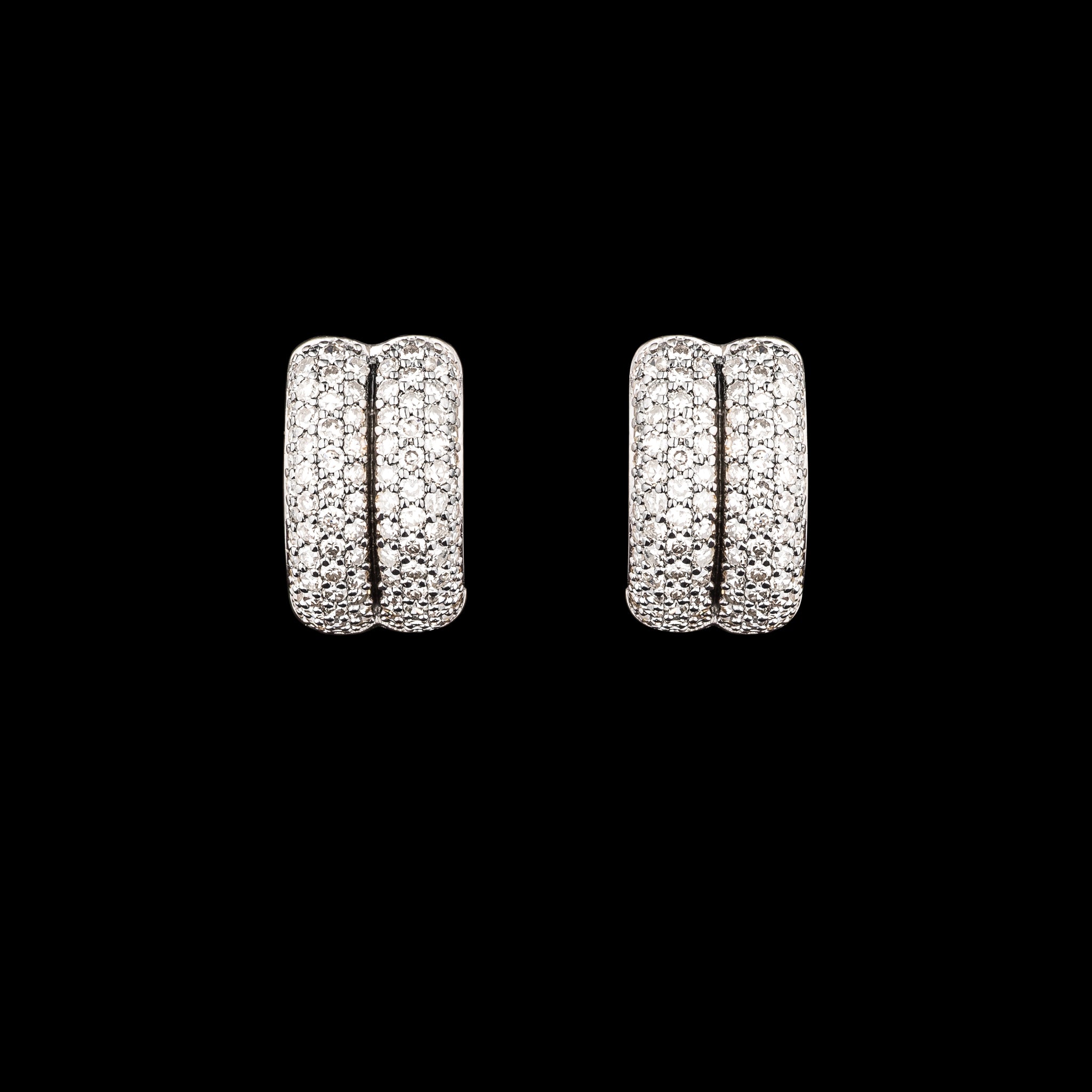 Sterling and Diamond Double Huggie Hoop