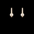 Load image into Gallery viewer, 14 Karat Yellow Gold Diamond Inside Pearl Huggie
