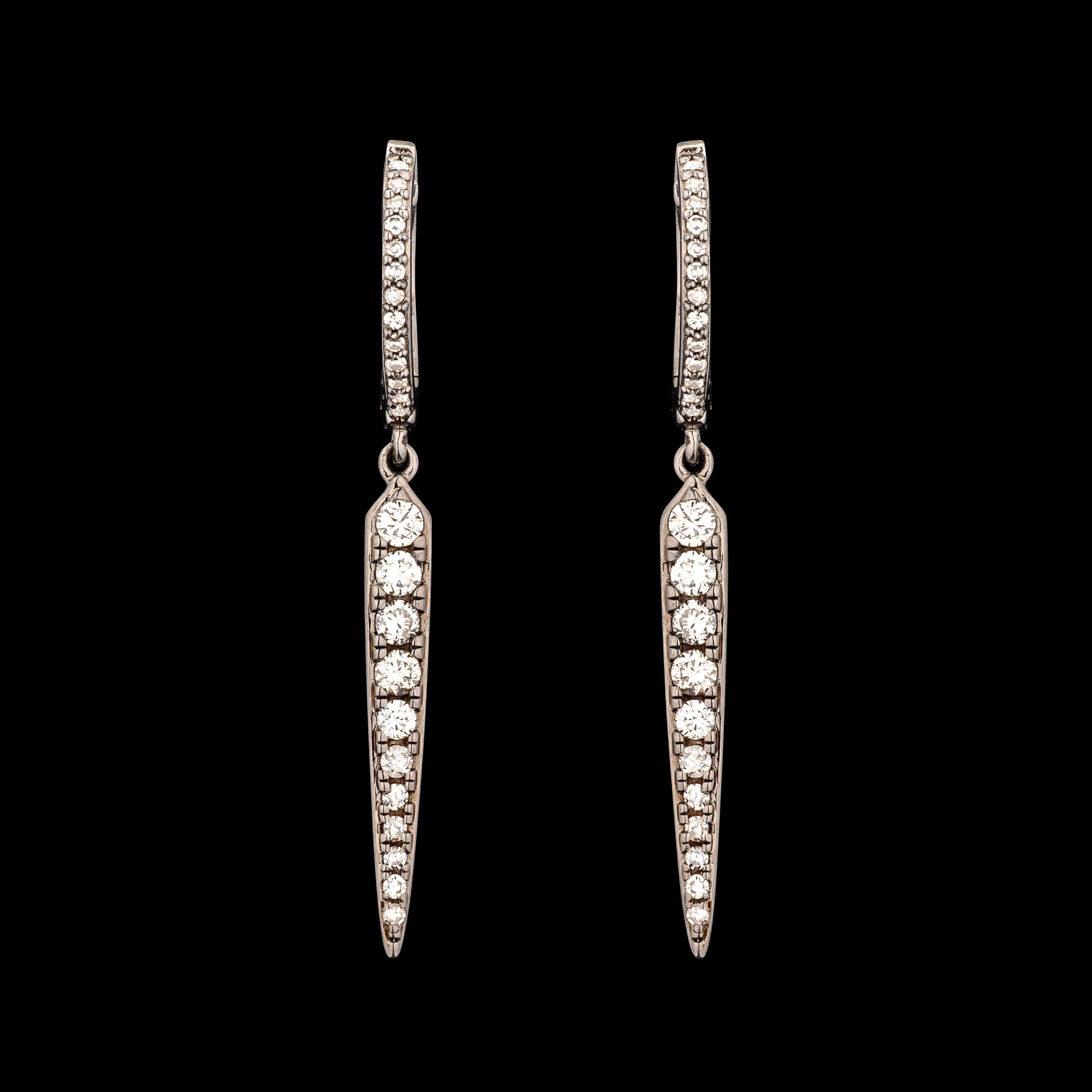 Sterling and Diamond Spike Drop Earring