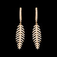 Load image into Gallery viewer, 14 Karat Yellow Gold and Diamond Feather Earrings
