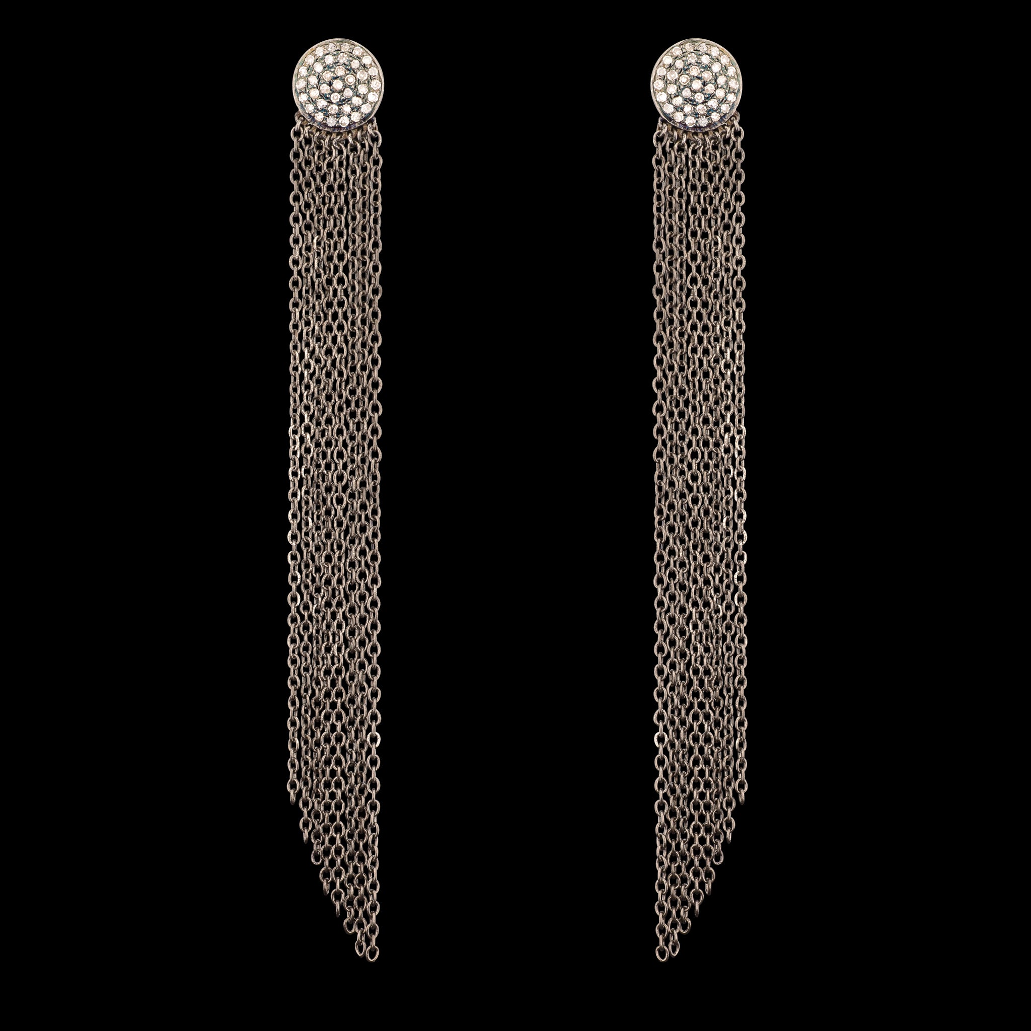 Silver and Diamond Chain Link Earrings
