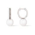Load image into Gallery viewer, Sterling and Diamond and Pearl Hoop
