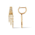 Load image into Gallery viewer, 14 Karat Yellow Gold Diamond Triple Spike Medium Drop Huggie
