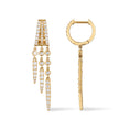Load image into Gallery viewer, 14 Karat Yellow Gold Diamond Triple Spike Large Drop Huggie
