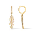 Load image into Gallery viewer, 14 Karat Yellow Gold and Diamond Feather Earrings

