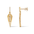 Load image into Gallery viewer, 14 Karat Yellow Gold and Diamond Arrow Feather Earrings
