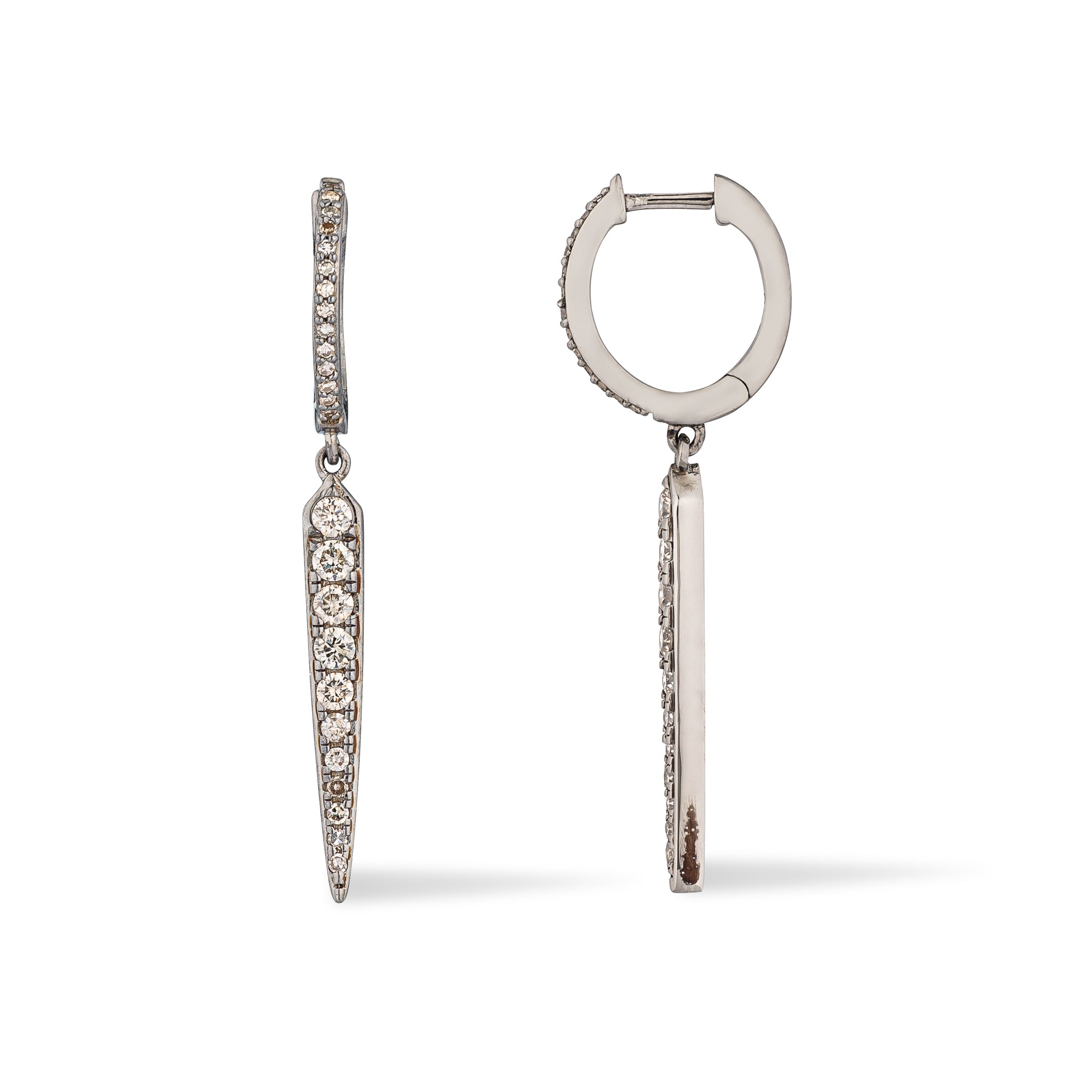 Sterling and Diamond Spike Drop Earring