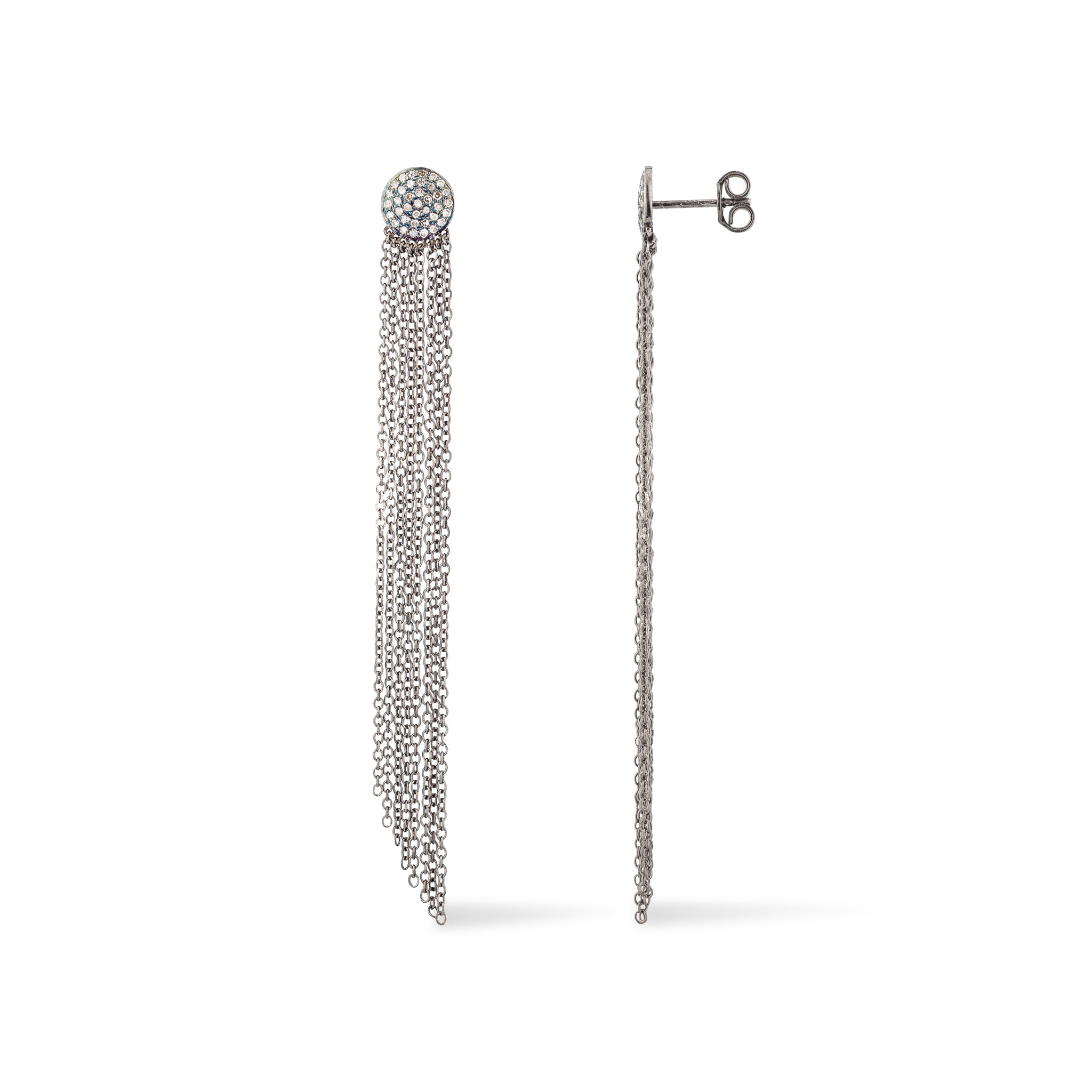 Silver and Diamond Chain Link Earrings
