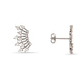 Load image into Gallery viewer, Sterling and Diamond Fan Climber Earrings
