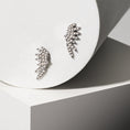 Load image into Gallery viewer, Sterling and Diamond Feather Climber Earrings

