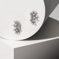 Load image into Gallery viewer, Sterling and Diamond Fan Climber Earrings
