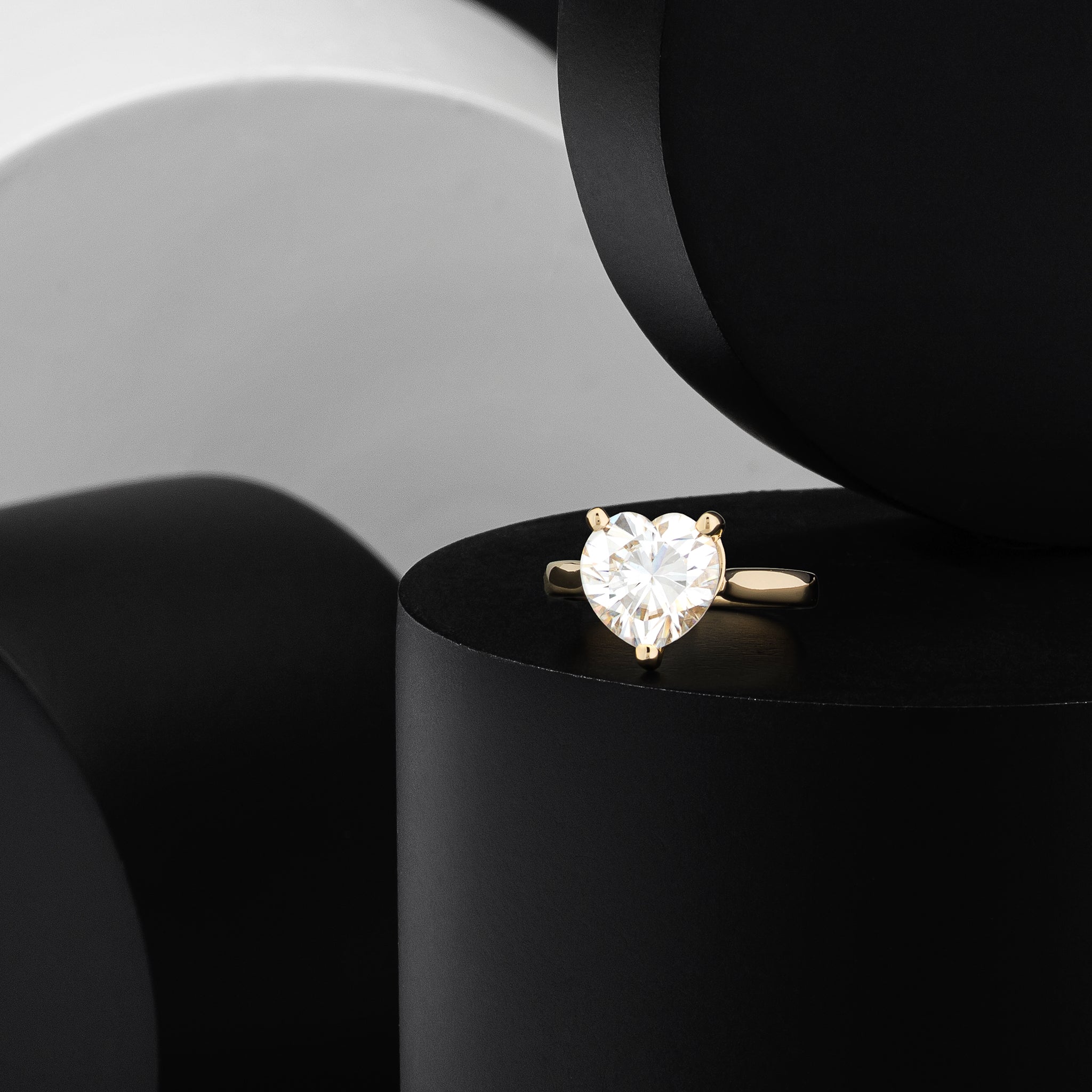 14 Karat Yellow Gold Moissanite Heart Pinky Ring