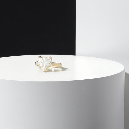 14 Karat Yellow Gold Moissanite Heart Pinky Ring