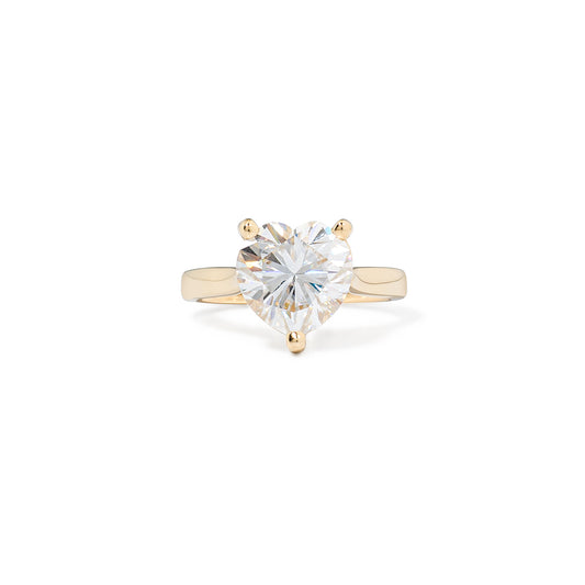 14 Karat Yellow Gold Moissanite Heart Pinky Ring