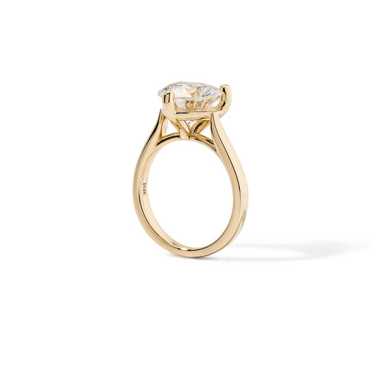 14 Karat Yellow Gold Moissanite Heart Pinky Ring