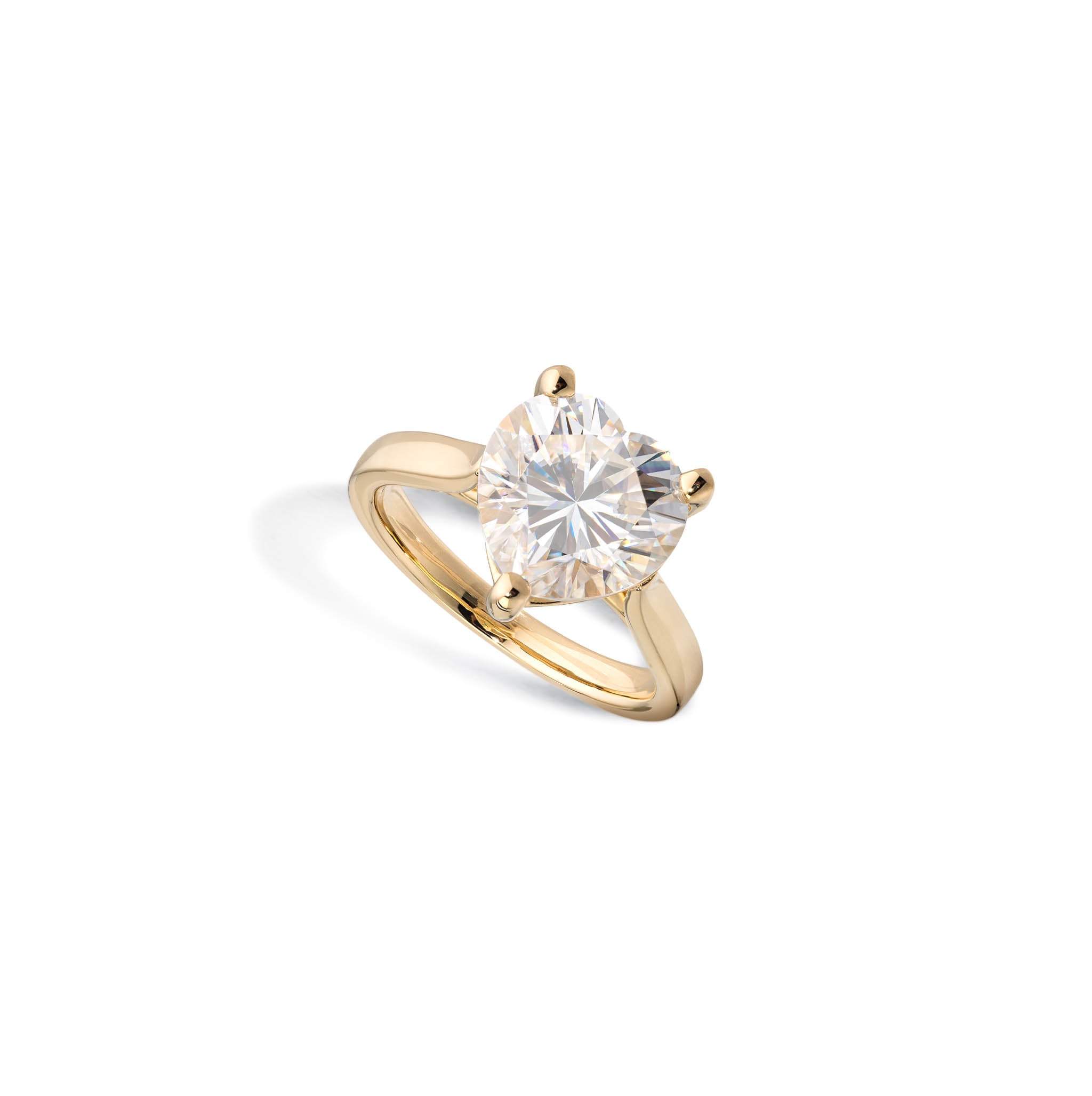 14 Karat Yellow Gold Moissanite Heart Pinky Ring