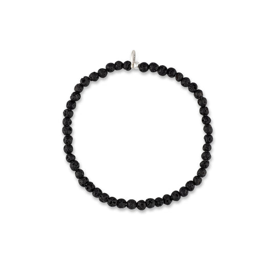 Mens Black Lava Beaded Bracelet