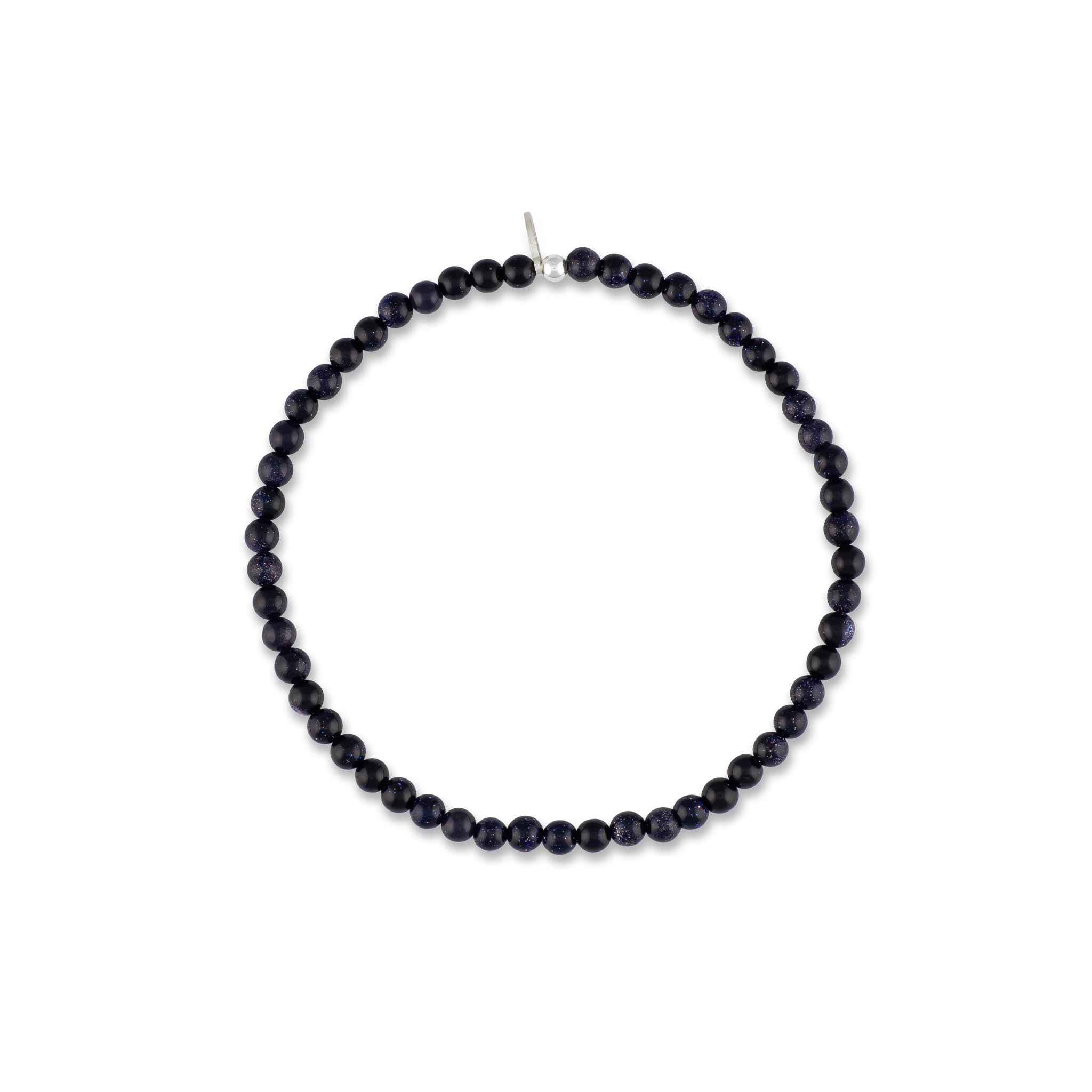Mens Blue Goldstone Beaded Bracelet
