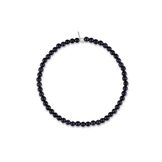 Mens Blue Goldstone Beaded Bracelet