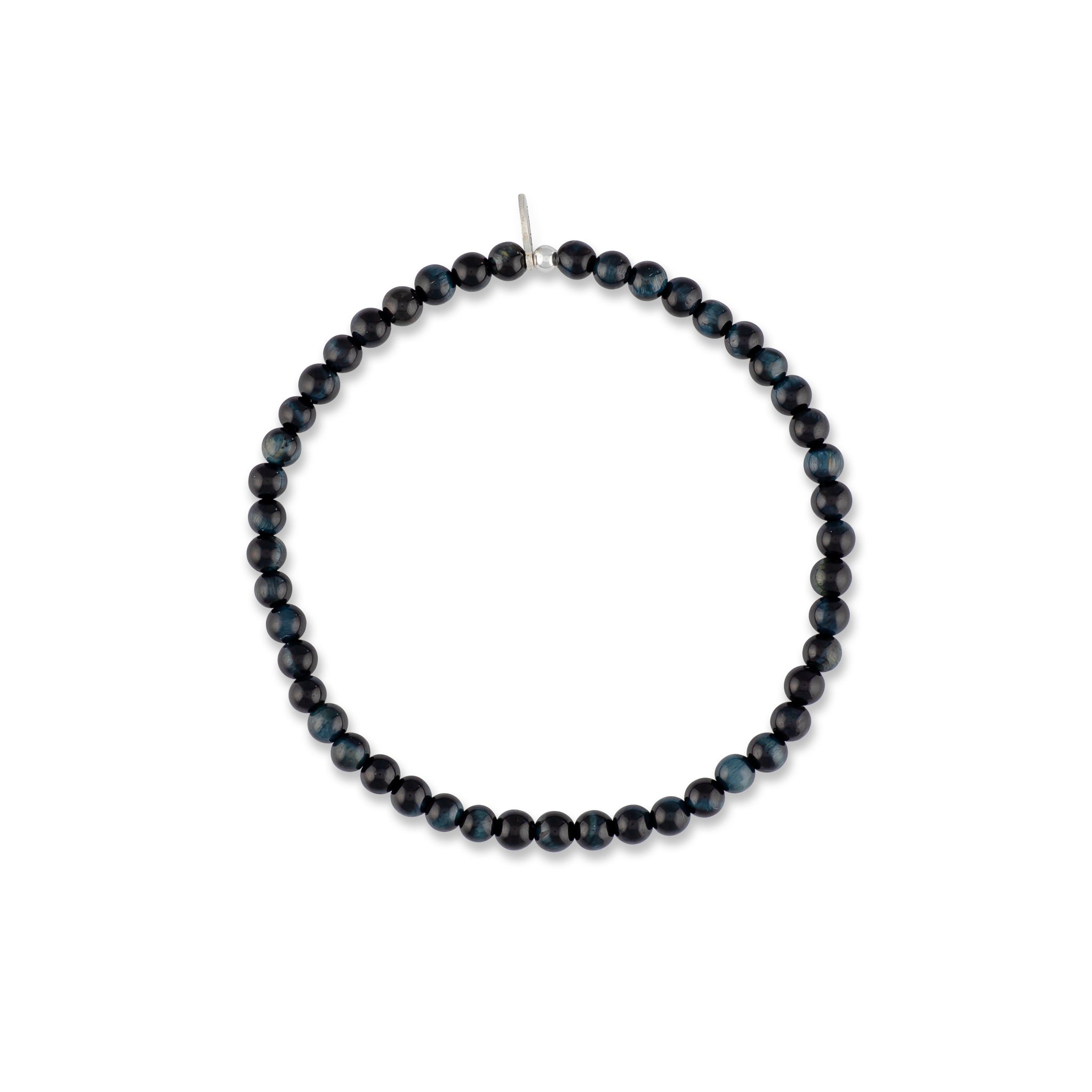 Mens Blue Tigers Eye Beaded Bracelet