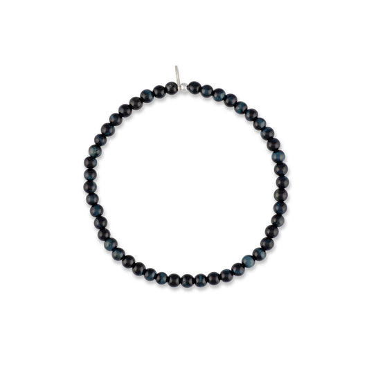 Mens Blue Tigers Eye Beaded Bracelet