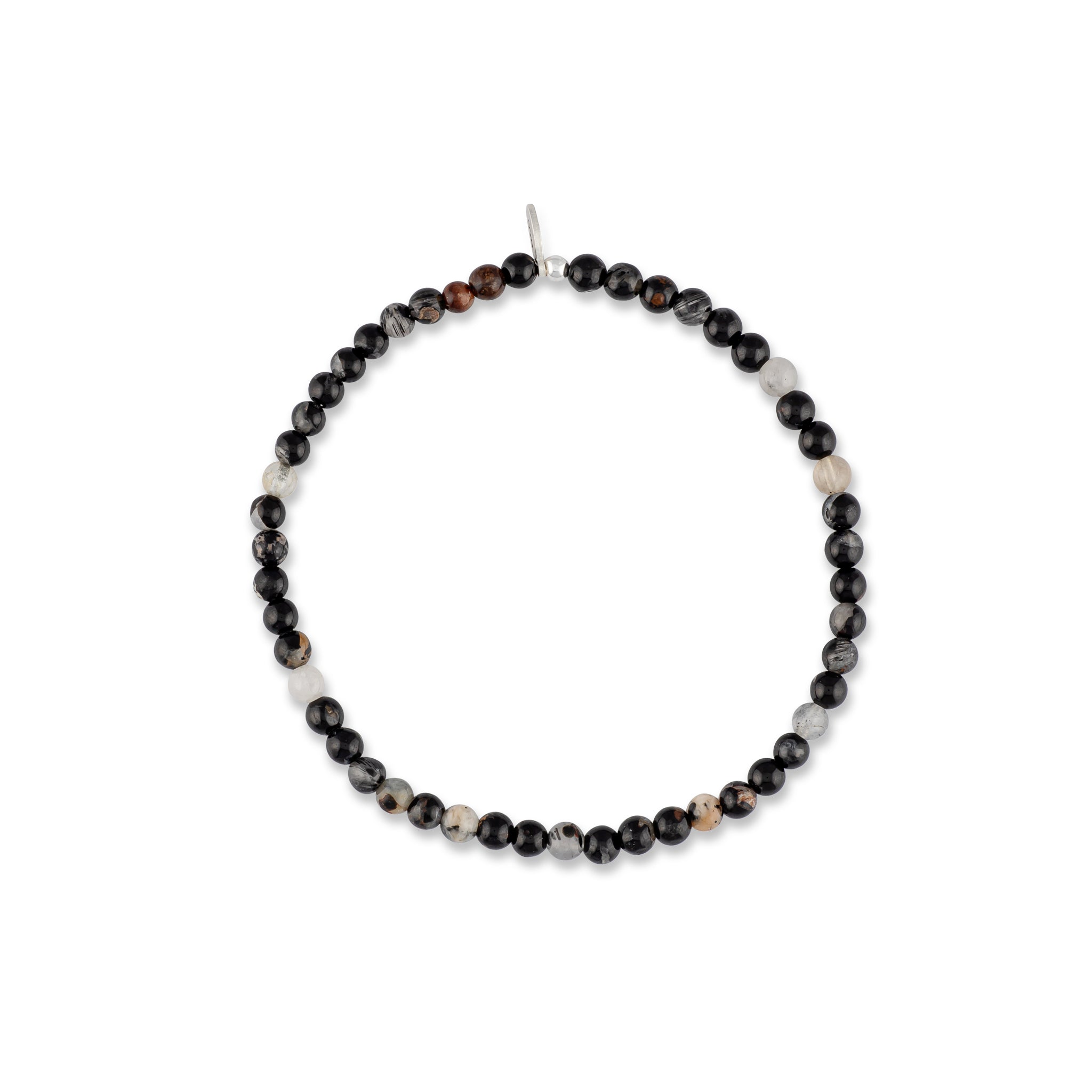Mens Black Tourmaline Beaded Bracelet