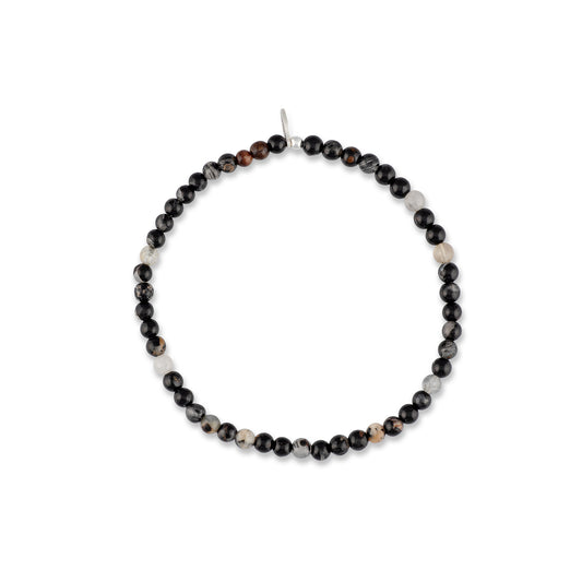 Mens Black Tourmaline Beaded Bracelet