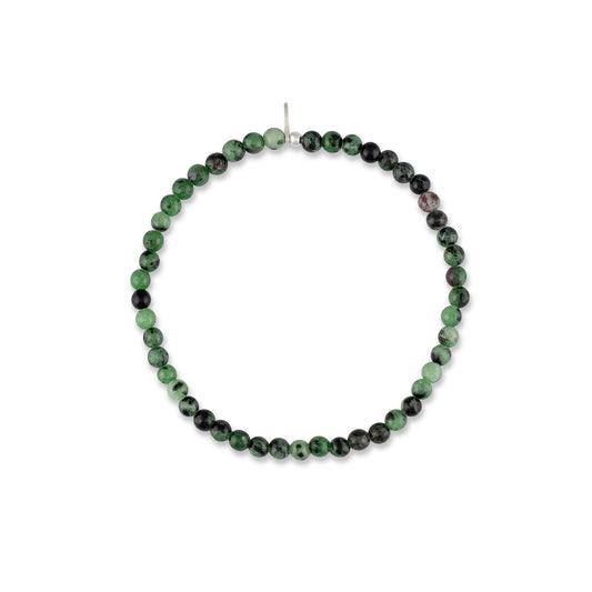 Mens Ruby Zoisite Beaded Bracelet