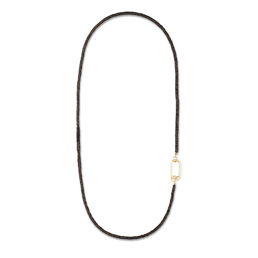 Smokey Quartz Fixed Beaded Necklace 26"