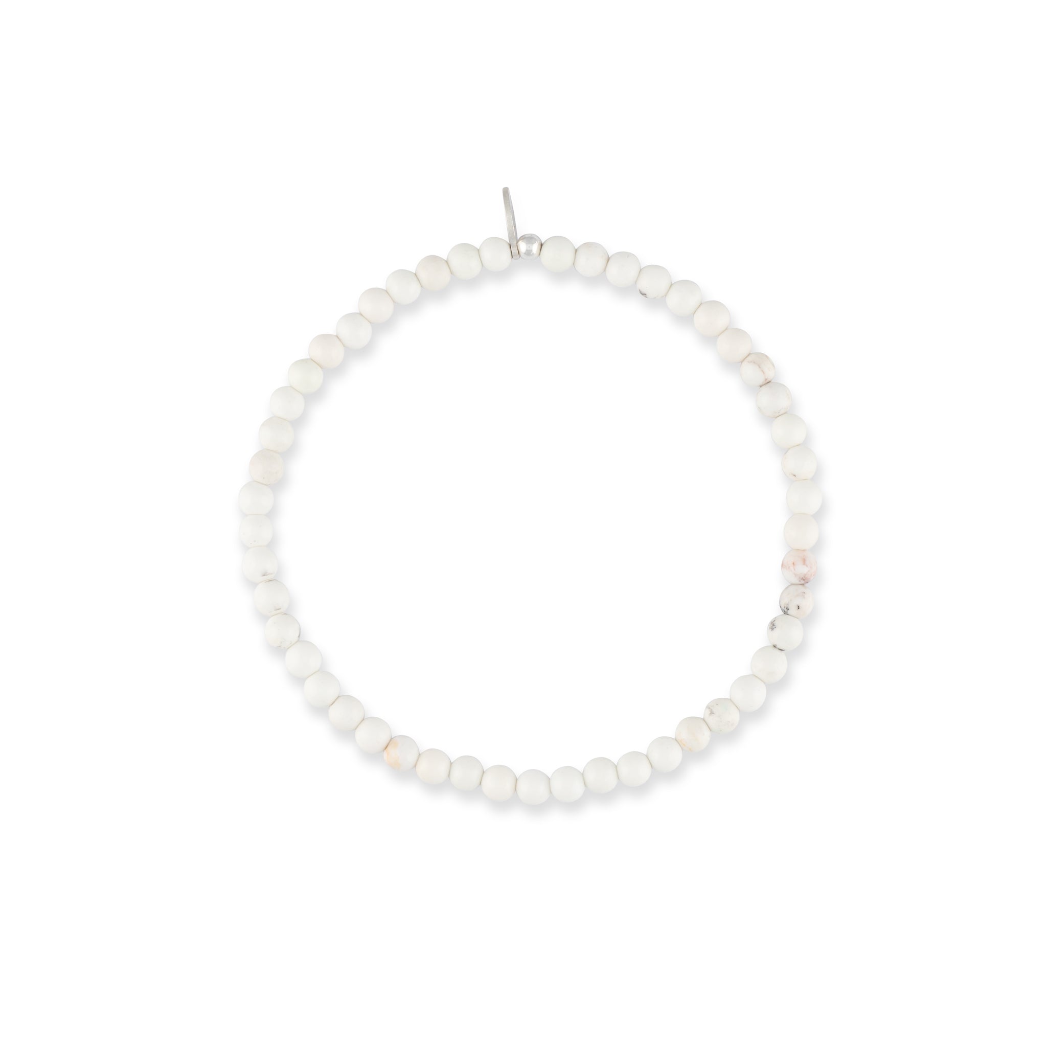 Mens White Magnesite Beaded Bracelet