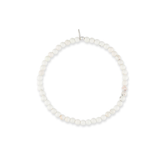 Mens White Magnesite Beaded Bracelet