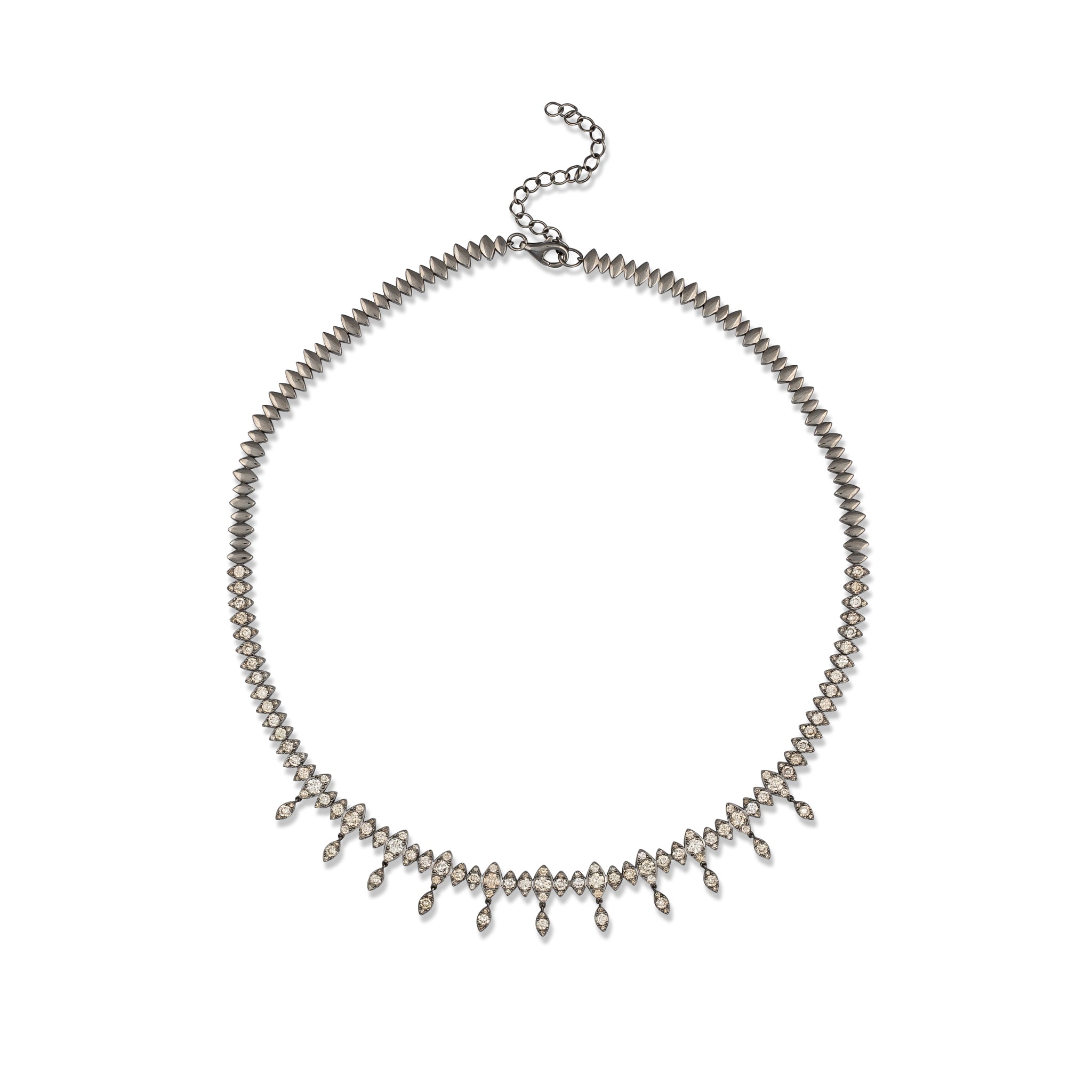Sterling and Diamond Marquis Drop Necklace