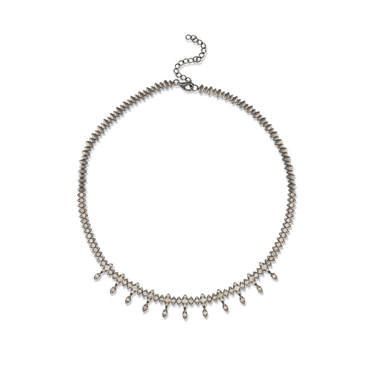 Sterling and Diamond Marquis Drop Necklace