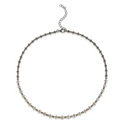 Sterling and Princess Diamond Necklace