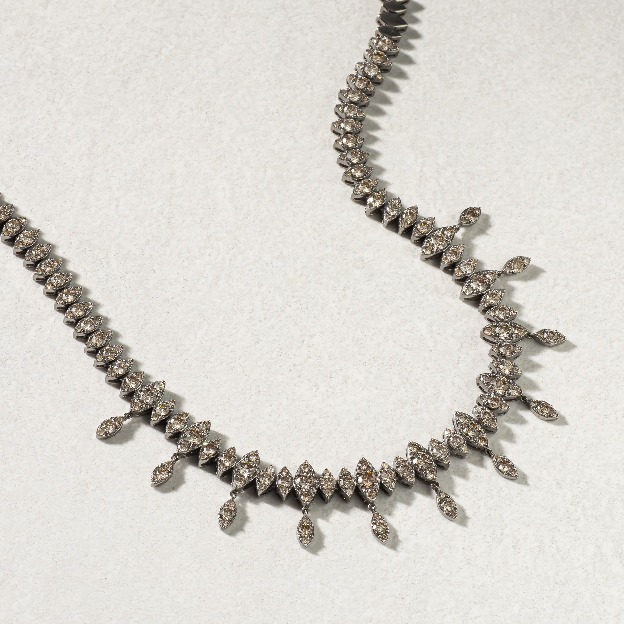 Sterling and Diamond Marquis Drop Necklace